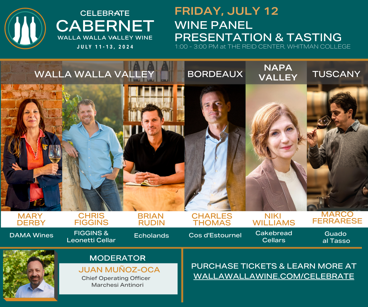 Picture of winemakers from Walla Walla Valley, Napa Valley, Tuscany and Bordeaux plus moderator